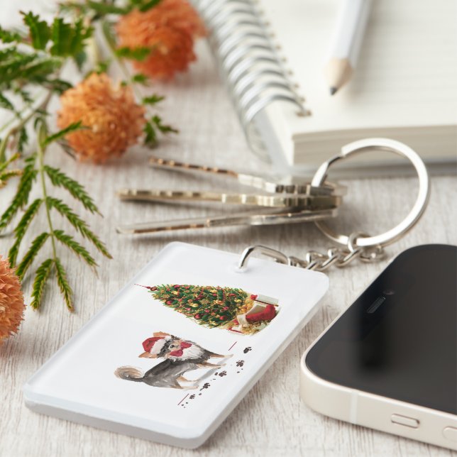 Chihuahua Funny Christmas Dog Tree Schlüsselanhänger (Vorderseite rechts)