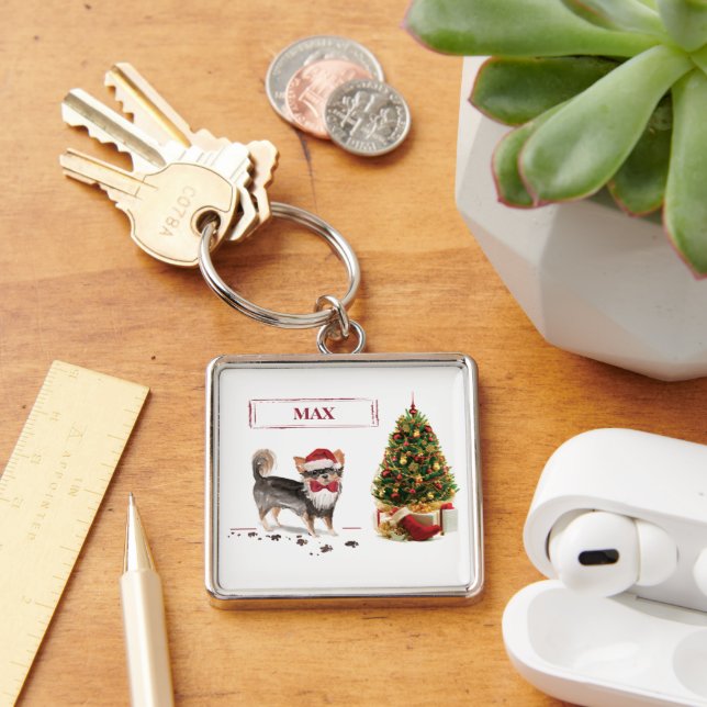 Chihuahua Funny Christmas Dog Tree Schlüsselanhänger (Schreibtisch)