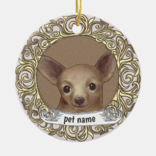 Chihuahua Gedenk-Schmuck Keramik Ornament