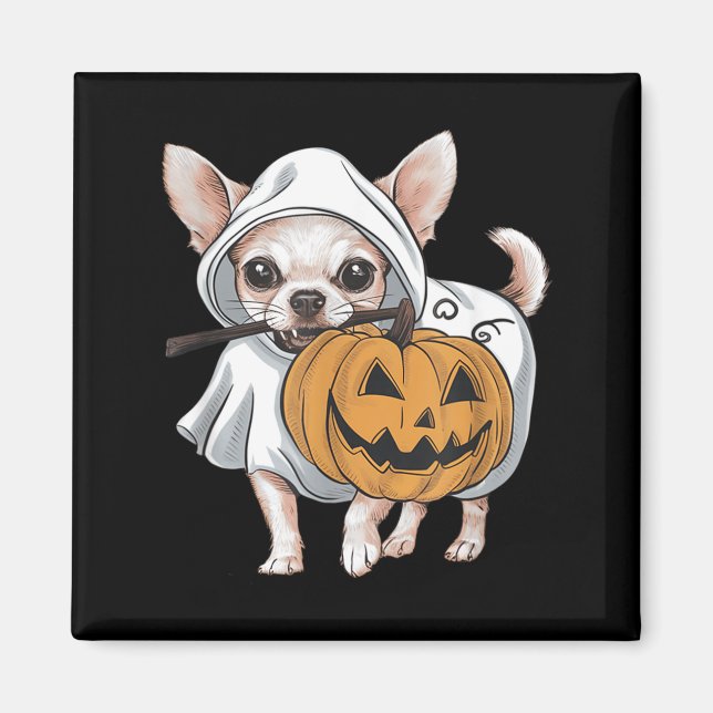 Chihuahua Geist Hund Halloween Magnet (Vorne)