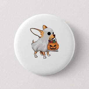 Chihuahua-Geist-Kürbis-Halloween-Shirt Button