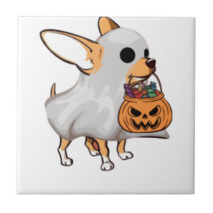 Chihuahua-Geist-Kürbis-Halloween-Shirt Fliese