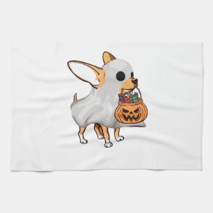 Chihuahua-Geist-Kürbis-Halloween-Shirt Geschirrtuch