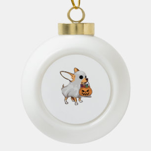 Chihuahua-Geist-Kürbis-Halloween-Shirt Keramik Kugel-Ornament