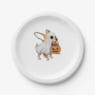 Chihuahua-Geist-Kürbis-Halloween-Shirt Pappteller