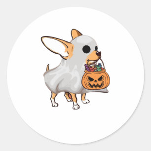 Chihuahua-Geist-Kürbis-Halloween-Shirt Runder Aufkleber