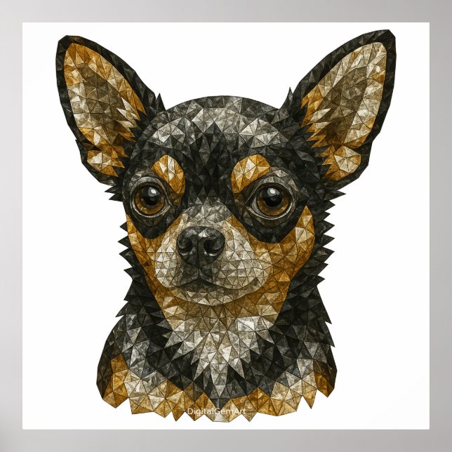 Chihuahua Gemstone Mosaik Art Poster (Vorne)