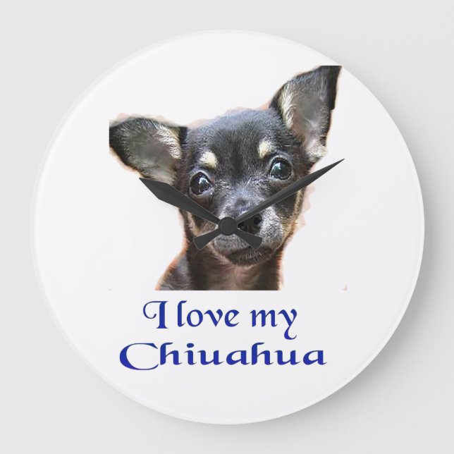 Chihuahua-Geschenke Große Wanduhr (Vorderseite)