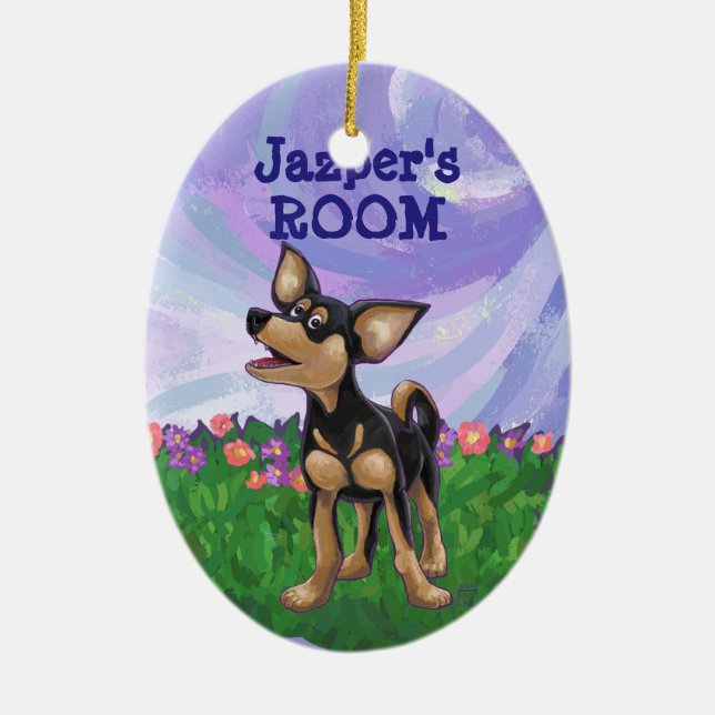 Chihuahua Geschenke und Accessoires Keramik Ornament (Vorne)