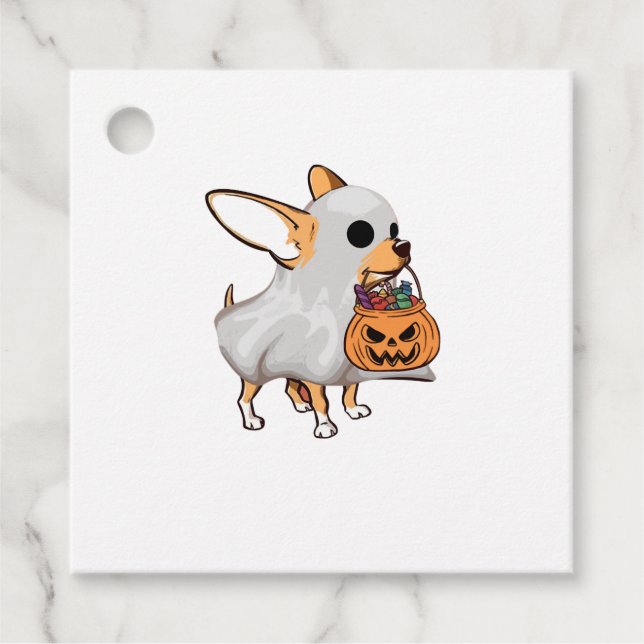 Chihuahua Ghost Pumpkin Halloween Shirt Geschenkanhänger (Vorderseite)