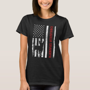 Chihuahua Grandpa Amerikanische Flagge Funny Chihu T-Shirt