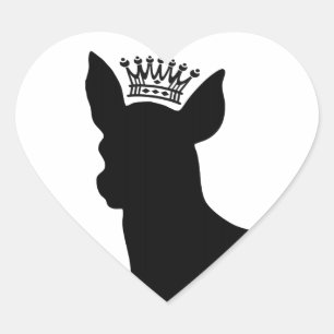 Chihuahua-grundlegende schwarze Kronen-Silhouette Herz-Aufkleber