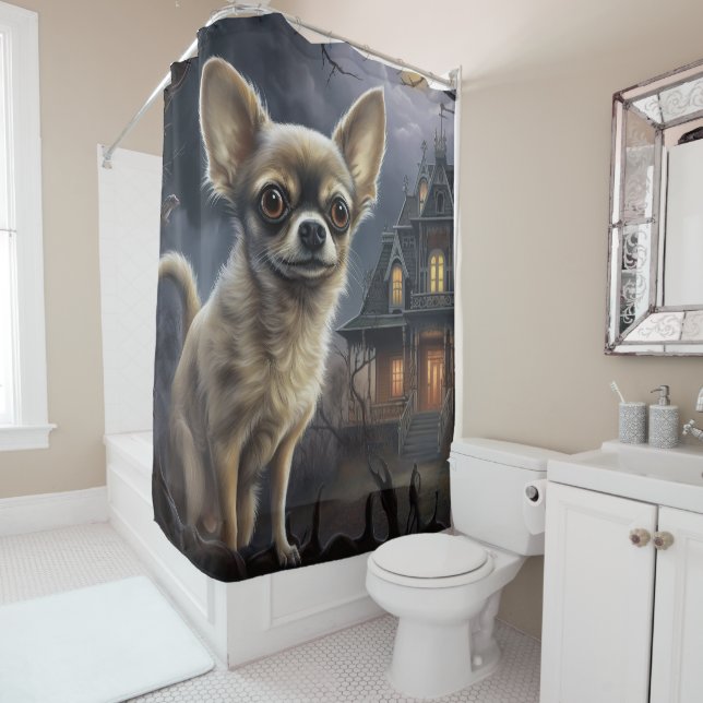 Chihuahua Halloween Beängstigend Duschvorhang (Beispiel)