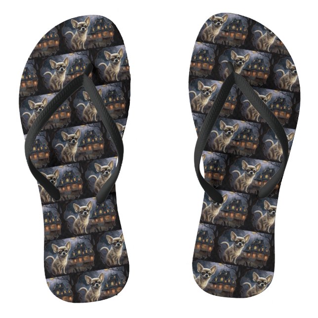 Chihuahua Halloween Beängstigend Flip Flops (Fußbett)