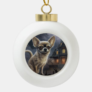 Chihuahua Halloween Beängstigend Keramik Kugel-Ornament
