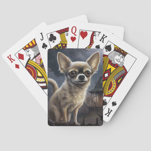 Chihuahua Halloween Beängstigend Spielkarten (Rückseite)