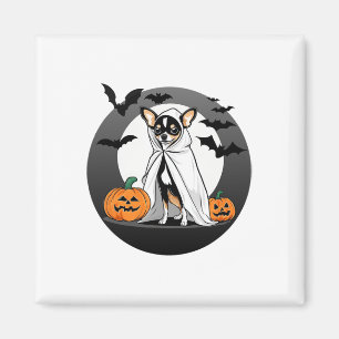 Chihuahua Halloween Ghost Costume Pumpkin - Klein Magnet