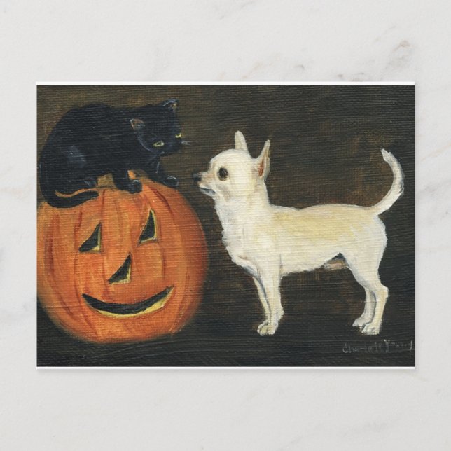 "Chihuahua Halloween" Hundekunst Postcard Postkarte (Vorderseite)