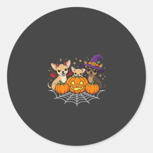 Chihuahua Halloween-Kürbis-Hexen-Hund-Design Runder Aufkleber