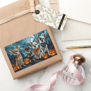 Chihuahua Halloween Spooky Rechteckiger Aufkleber