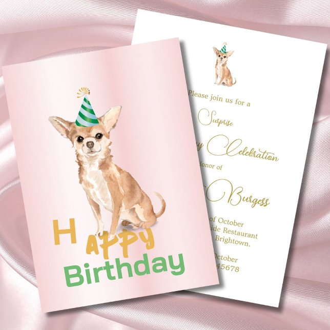 Chihuahua Happy Birthday Party Einladung (Von Creator hochgeladen)