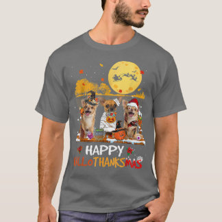 Chihuahua Happy Hallothanksmas Halloween Thanksgiv T-Shirt