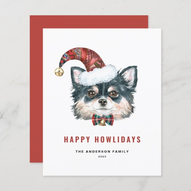 Chihuahua Happy Howlidays Card (Vorne/Hinten)