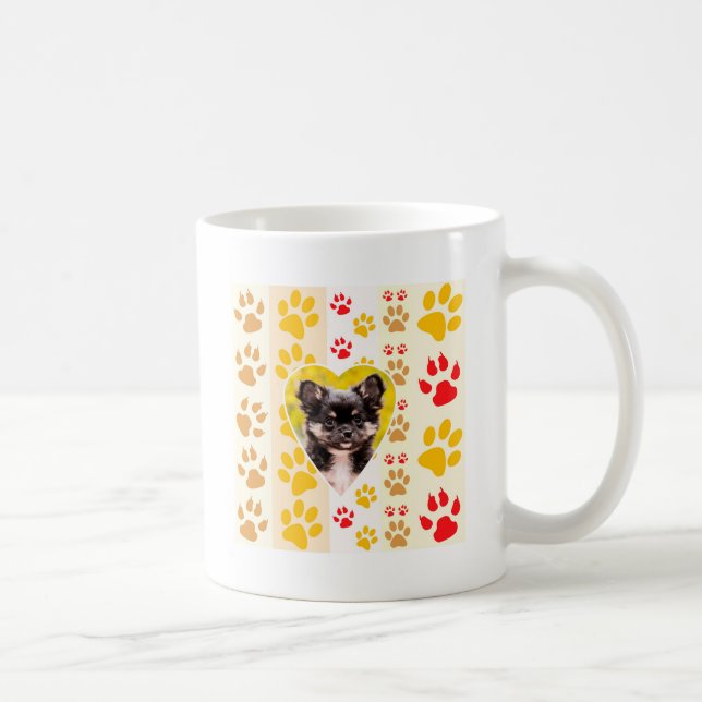 Chihuahua Heart Paw Prints Kaffeetasse (Rechts)