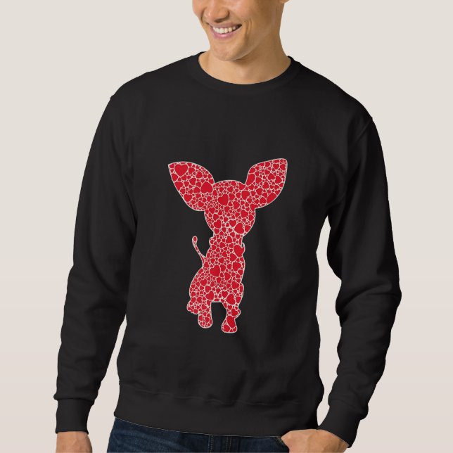 Chihuahua Hearts Valentinstag Dog Pup Lover Sweatshirt (Vorderseite)