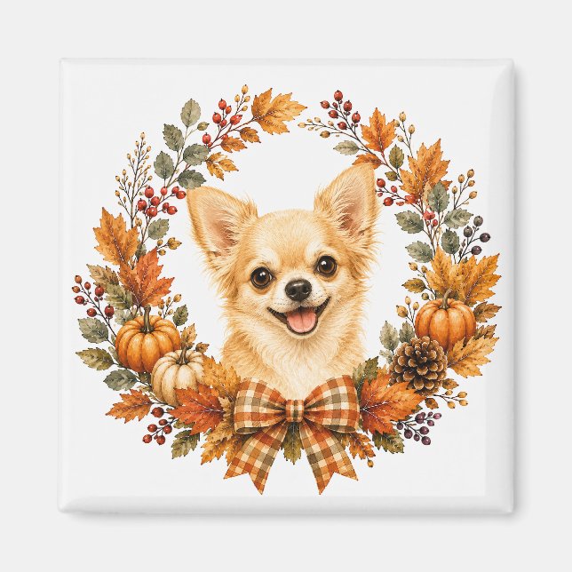 Chihuahua-Herbstkranz Magnet (Vorne)