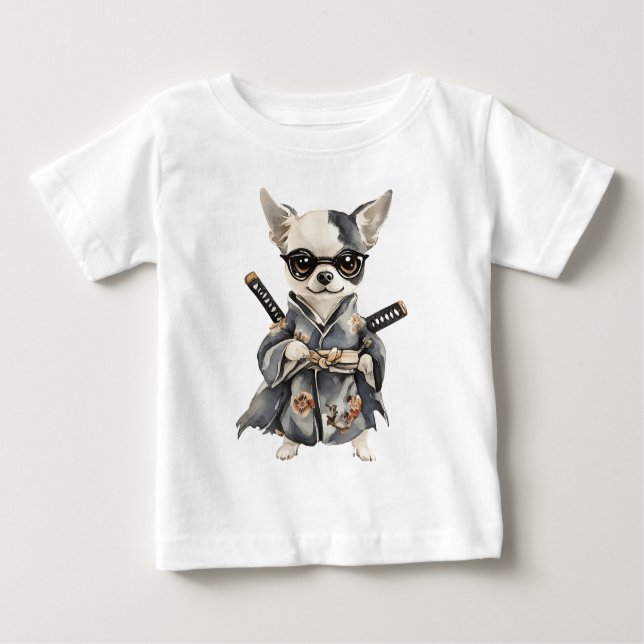 Chihuahua Heroes – Watercolor Dog HAND DRAWING  Baby T-shirt (Vorderseite)