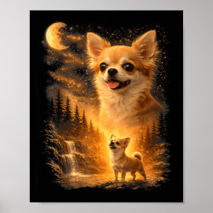 Chihuahua heult zum Mond vintage 90er lustiger Hau Poster