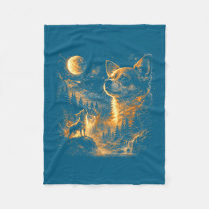 Chihuahua heult zum Mond Vintage 90er Retro Fleecedecke