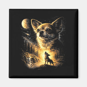 Chihuahua heult zum Mond Vintage 90er Retro Magnet