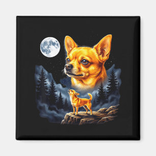 Chihuahua heult zum Mond Vintage-Hundekunst Magnet