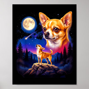 Chihuahua heult zum Mond Vintage-Hundekunst Poster