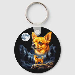 Chihuahua heult zum Mond Vintage-Hundekunst Schlüsselanhänger