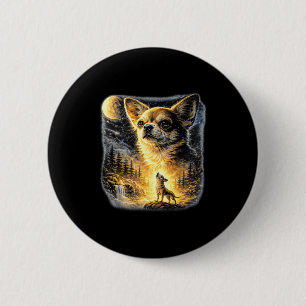 Chihuahua heult zum Mond vintage lustig Button