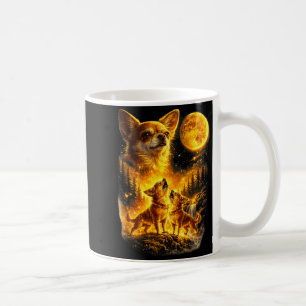 Chihuahua heult zum Mond vintage lustig drei Kaffeetasse