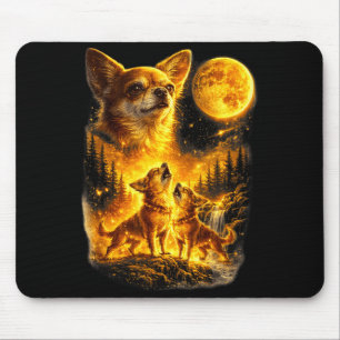Chihuahua heult zum Mond vintage lustig drei Mousepad