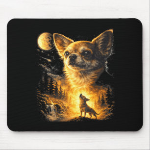 Chihuahua heult zum Mond vintage lustig Mousepad