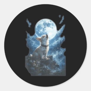 Chihuahua heult zum Mond vintage lustig Runder Aufkleber