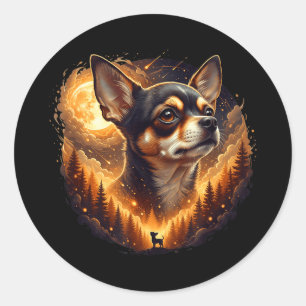 Chihuahua heult zum Mond vintage lustig Runder Aufkleber