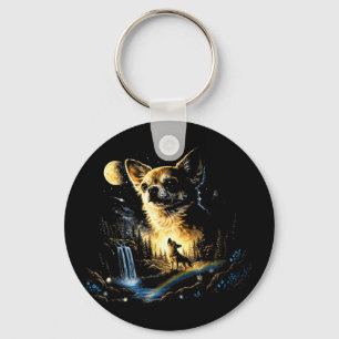 Chihuahua heult zum Mond vintage lustig Schlüsselanhänger
