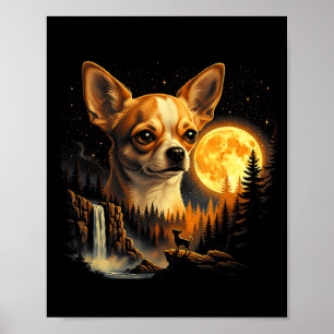 Chihuahua Heult Zum Mond Vintage Lustiger Chihua Poster