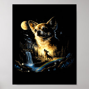 Chihuahua Heult zum Mond Vintage Lustiger Chihua Poster