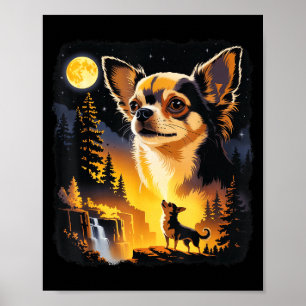 Chihuahua Heult Zum Mond Vintage Lustiger Chihua Poster