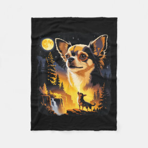 Chihuahua heult zum Mond vintage lustiger Chihuahu Fleecedecke