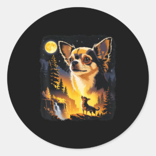 Chihuahua heult zum Mond vintage lustiger Chihuahu Runder Aufkleber