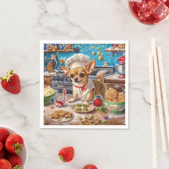 Chihuahua Holiday Baking: Feierliche Weihnachten Serviette (Beispiel)